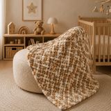 Custom Baby Alize Puffy El Örgüsü Bebek Battaniyesi 90x90 cm | Yenidoğan, Hastane Çıkışı, Kız & Erkek Bebek Hediyesi - 0-Kahverengi