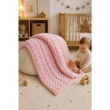 Custom Baby Alize Puffy El Örgüsü Bebek Battaniyesi 90x90 cm | Yenidoğan, Hastane Çıkışı, Kız & Erkek Bebek Hediyesi - 90 x 90 cm