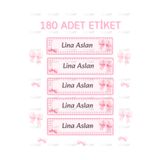 cutart İsme Özel Hazır Kesim Etiket, Okul Etiketi Kalem Etiketi Defter Etiketi 180 Adet Kurdele Desenli