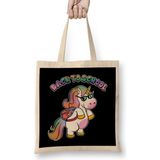 Cute Back To School Unicorn Student With Backpack Bez Çanta Uzun Saplı - Açık Bej - 40 X 40
