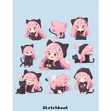 Cute Cat Girl Sketchbook: Blank Pages, 110 pages, White paper, Sketch, Doodle and Draw