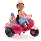 Cute Doll Mini Bebek ve Köpekli Mor Motorsiklet - Renkli