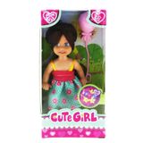 Cute Girl Pembe Balonlu Kumral Mini Bebek