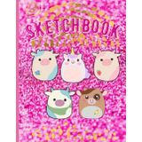 Cute Journal Animal On Pink Glitter Effect Background, Large Blank Sketchbook For Girls, 120 Pages, 8.5" x 11", For Drawing, Sketching & Crayon Coloring