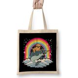 Cute Sloth Riding Narwhal The Unicorn Of The Sea Bez Çanta Uzun Saplı - Açık Bej - 40 X 40