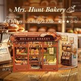 Cutebee Mrs.hunt Bakery - Yetişkinler Için Kendin Yap Minyatür Ev Pastane Tatlı Dükkanı Oyuncak Ev Seti, 3D Ahşap Yapboz, Book Nook Sihirli Kitap Köşesi Seti - (CWGB401) Bayan Hunt Pastanesi - Seçenek - Ölçü - 13 x 17 x 21 cm