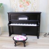 Cutemini Bebek Evi Minyatür Sandalyeli Piyano Ahşap Model 1/12 Ölçekli Müzik Enstrümanı Hediye Zarif Mini Dekorasyon Mobilya Aksesuarları Süsler (Siyah)
