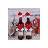 CUTESTUFFSHOP 6'lı Noel Şişe Kapağı,Çatal Bıçak Başlığı,Noel Baba Temalı İçecek Şişesi Şapka ve Atkısı Kırmızı