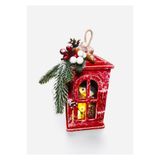 CUTESTUFFSHOP Kardan Adamlı Kırmızı Dekoratif Ahşap Fener, KardanAdam Set Yılbaşı Süsü renkli