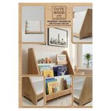 Cute&Wood Cute Wood Montessori Ahşap Çocuk Yer Kitaplığı - Çocuk Odası Bebek Kitap Rafı - 3 Raflı Yer Kitaplığı