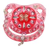 CutiePlusU Yetişkin Ölçekli Emzik Kukla Yetişkin-Kristal DIY El Yapımı-Pembe Kristal Kelebek
