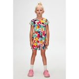 Cutouts Foliage Kız Çocuk Desenli Kısa Kollu Elbise - 4 Yaş