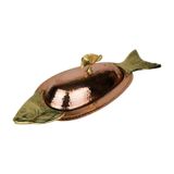 Cuvesta Modern El Yapımı Bakır Balık Servis Tabağı, Parlak Gümüş İç Kaplama, 20 cm x 4 cm, Yuvarlak, Yemek Servisi için, Gıdaya Uygun, Tekrar Kullanılabilir