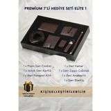 CüzCan Elite 1 - 7'li Premium Hakiki Deri Erkek Hediye Seti - Cüzdan, Kemer, Pasaport Kılıfı & Aksesuar Seti