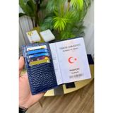 CüzCan İsme Özel Croco Lacivert Hakiki Deri Pasaport Kılıfı ve Kartlık - Erkek/Kadın Pasaportluk
