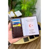 CüzCan İsme Özel Kahverengi Croco Hakiki Deri Pasaport Kılıfı ve Kartlık - Erkek/Kadın Pasaportluk