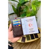 CüzCan İsme Özel Motifli Kahverengi Hakiki Deri Pasaport Kılıfı ve Kartlık - Erkek/Kadın Pasaportluk