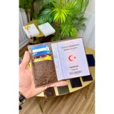 CüzCan İsme Özel Motifli Taba Hakiki Deri Pasaport Kılıfı ve Kartlık - Erkek/Kadın Pasaportluk