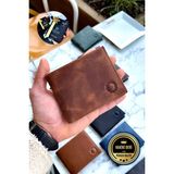 Cüzcan Nirvana Vintage Taba Deri Cüzdan Kişiye Özel İsim Baskılı Antik Taba Renkli Unisex Tasarım