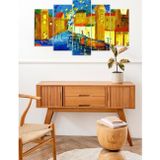 CVC WOOD Deniz ve Şehir Retro 5 Parçalı Mdf Tablo