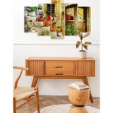 CVC WOOD Eski Ev ve Çiçekler 5 Parçalı Mdf Tablo