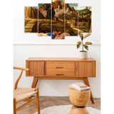 CVC WOOD İnsanlar ve Şehir Manzara 5 Parçalı Mdf Tablo