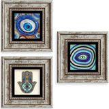 CVC WOOD Nazar 3 lü Set Çerçeveli Taş Tablo