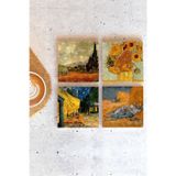 CVC WOOD Van Gogh 4'lü Taş Bardak Altlığı