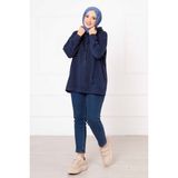 Cvn Kanguru Cepli Tesettür Sweatshirt Indigo - İndigo - Standart