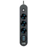 CVS 3 Usb'li 3'lü Çoklu Priz 2 M Kablolu Akım Korumalı Anahtarlı Uzatma Grup Priz