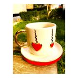 CW Celine's Wonders 24 Ayar Altın Detaylı El Yapımı Hediyelik Mug, Kalpli Mug, 200 ml,CW00027