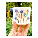 CW Celine's Wonders 24 Ayar Altın Detaylı Nazar Mug Hayat Ağacı Kabartmalı El Yapımı Sağ Evil Eye 200 ml Nha