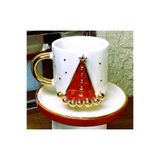 CW Celine's Wonders Kukuleta Kabartmalı, 24 Ayar Altın Işleme, Noel, Yılbaşı, El Yapımı Hediyelik Mug,CW00107