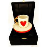 CW Celine's Wonders Lüks Kutulu 24 Ayar Altınlı Fincan El Yapımı Kalpli Fincan Kahve Fincanları 140 ml Heart Mug 14hea