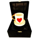 CW Celine's Wonders Lüks Kutulu El Yapımı 24 Ayar Gold Sunumluk Tekli Kahve Fincanı Kalpli Fincan Tekli Fincan 140 ml