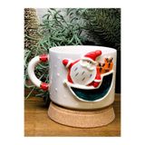 CW Celine's Wonders Noelbaba Kabartmalı, 24 Ayar Altın Dekorlu, El Yapımı, Hediyelik Mug, Santa Claus Mug