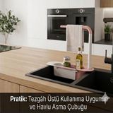 CX7EVY01 Teleskopik Evye Düzenleyici Ayarlanabilir Lavabo Organizer Sepetli Raf Pembe - Çok Renkli - Standart