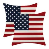 CXMEIFLY 4 Temmuz Amerikan Bayrağı Yastık Kılıfları 45x45 cm 2'li Set Bağımsızlık Günü Anma Günü Dekor Kırlent ABD Vatansever Yıldızlar Kanepe Yatak Süslemeleri için Dış Mekan Dekoratif Yastık
