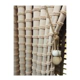 CY HOME Püsküllü Fon Keten Dokulu Sütlü Kahve Rengi 1/3 Sık Pile Toplu Braçol Bağlama İpi Hediye (TEK KANAT)