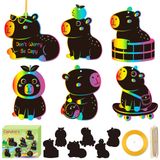 CY2SIDE Capybara Kazı Kazan Kartları Süsler - 60 ADET Kendin Yap Eğlenceli Hayvan Çizmeli Kağıt Sanatı Çocuklar için Okul Etkinliği, Sevimli Karikatür Kawaii Capybara Sihirli Sanat Gökkuşağı Renkli El