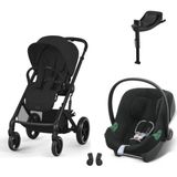 Cybex Balios S Lux Black Moon Black + Aton B2 Bazalı Volcano Black Bebek Arabası
