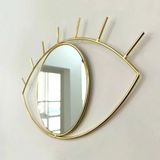 Cyclops Göz Formlu Dekoratif Duvar Aynası Gold | Kirpikli Metal Ayna | Salon ve Çocuk Odası Dekoratif Obje Aynası