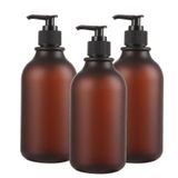 CYEER 3 adet sıvı sabunluk şişe 500 ml mat, doldurmak için şampuan şişesi duş pompalı plastik bulaşık deterjanı dispenseri, banyo ve otel için duş (kahverengi)