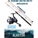 Cyristal 150 Tekne Olta Seti Olta Kamışı VORTEX6000 Olta Makinesi 2'li Set Dolgulu Olta Kamışı