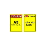 CYS ETİKET 30 Ad. A5 DİK Selefonlu Çift Taraflı Silinebilir Sarı Etiket ,Indirim -Özel Fiyat Kağıt Etiketi