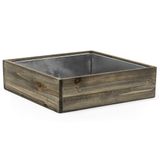 CYS EXCEL Çıkarılabilir Çinko Metal Astarlı Ahşap Kare Saksı Kutusu (Y:10 cm Açık: 30 cm x 30 cm) | Birden Fazla Boyut Seçeneği Ahşap Saksılar | İç Mekan Dekoratif Çiçek Kutusu
