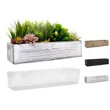 CYS EXCEL Doğal Beyaz Ahşap Saksı Dikdörtgen Kutu Sızdırmaz Plastik Astarlı (Y: 10,16 cm Açık: 43,18 cm x 12,7 cm) | Çeşitli Renk Seçenekleri Rustik Ahşap Saksılar | İç Mekan Dekoratif Kutu