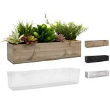 CYS EXCEL Doğal Kahverengi Ahşap Saksı Dikdörtgen Kutu Sızdırmaz Plastik Astarlı (Y: 10 cm Açık: 43 cm x 12 cm) | Çeşitli Renk Seçenekleri Rustik Ahşap Saksılar | İç Mekan Dekoratif Kutu