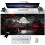 CYZFF Japon Masa Matı Nehir Kenarı Dolunay Masa Pedi Siyah Kırmızı Büyük Mouse Pad Oyun Mousepad Genişletilmiş XXL Klavye Pedi 80 x 39,9 cm Dizüstü Bilgisayar Fare Klavye Paspası Ofis Masası Dekoru için