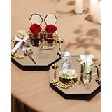 Cyzhome Affinity Sekizgen Gold Söz Nişan Tepsisi Ve Damat Kahve Fincan Tepsisi Beyaz